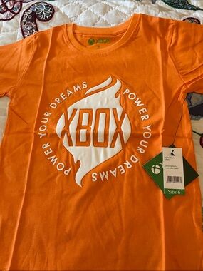 Xbox NWT  Orange Logo Tee with White Graphic Size 6